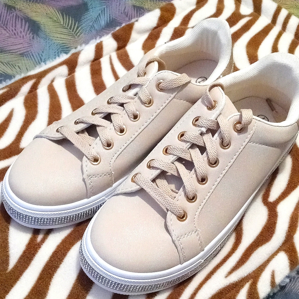 Sparkly rose gold shoes